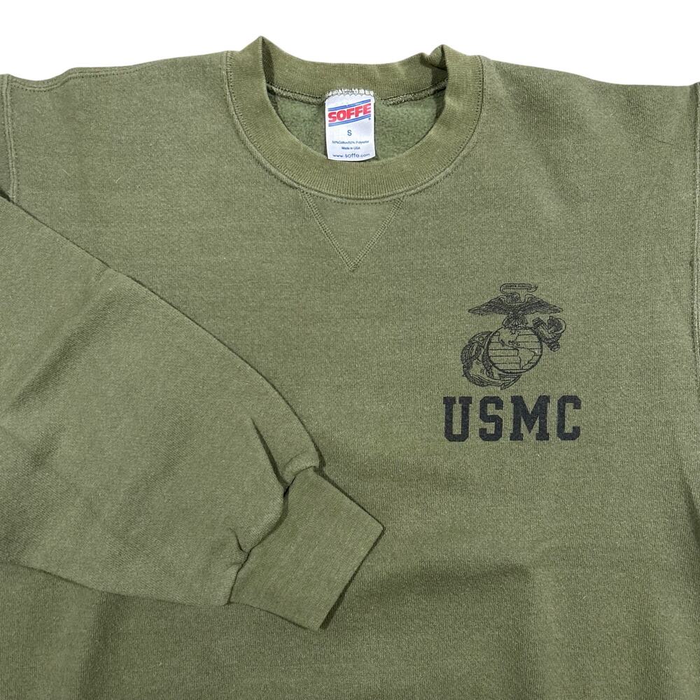 Vintage USMC United States Marine Corps Sweatshirt Men’s Small Green USA Made - Picture 2 of 4